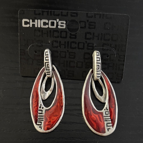 Chico's Jewelry - Chico's Red and Silver Tone Earrings NWT